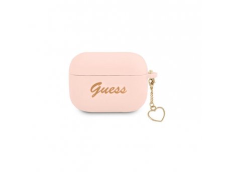 Guess Futrola za AirPods Pro Pink Silicone Heart Charm