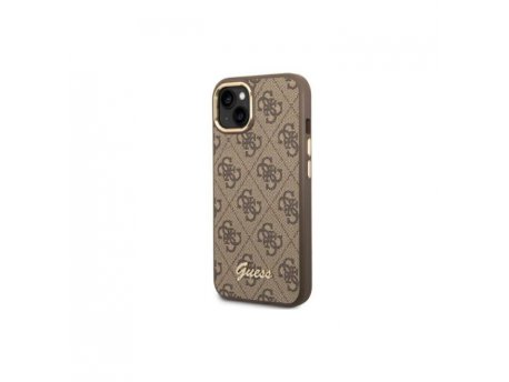 Guess Futrola za iPhone 14 Brown Metal Outline Script