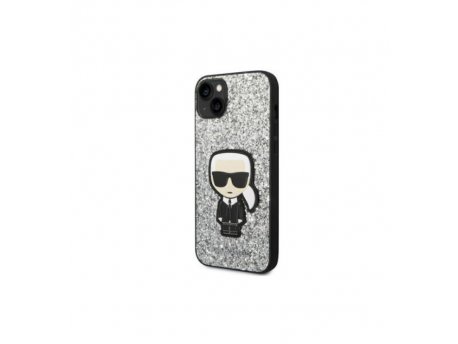 KARL LAGERFELD Futrola za iPhone 14 Pro Silver Glitter Flakes Ikonik