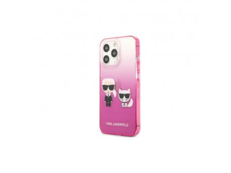 KARL LAGERFELD Futrola za iPhone 13 Pro Max Pink Karl & Choupette Head Gradient