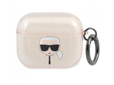 KARL LAGERFELD Futrola za AirPods 3 Gold Glitter Karl's Head