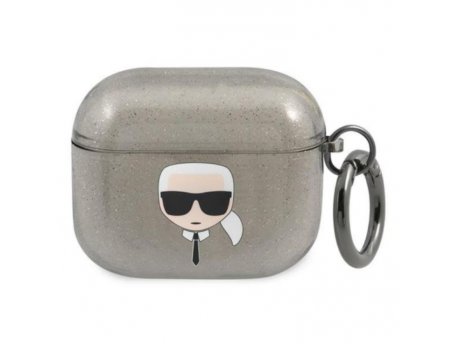 KARL LAGERFELD Futrola za AirPods 3 Black Glitter Karl`s Head