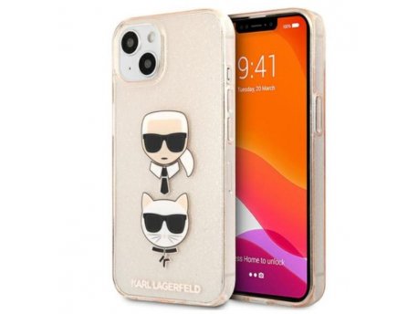 KARL LAGERFELD Futrola za iPhone 13 Mini Gold Glitter Karl`s & Choupette