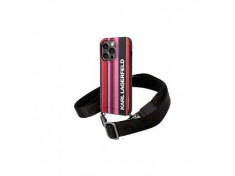 KARL LAGERFELD Futrola za iPhone 14 Pro Pink Color Stripes Strap