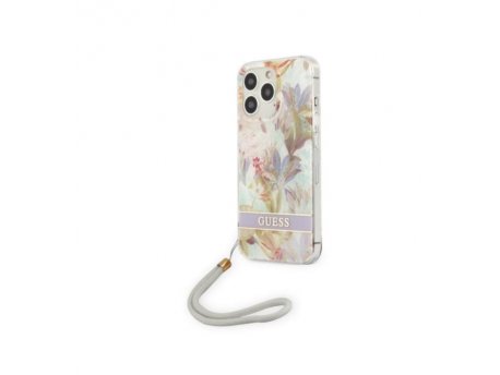 Guess Futrola za iPhone 13 Pro Purple Flower Strap