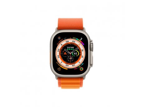 APPLE Watch Ultra Cellular, 49mm Titanium Case with Orange Alpine Loop - Medium ( mqfl3se/a)