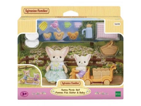 SYLVANIAN FAMILIES PICNIC SET -FENNEC FOX SISTER & BABY - (EC5698)