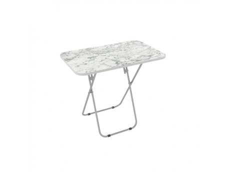 ALESTA AL10080BM Sto-poslužavnik sklopivi beli mermer 50 x 80 x 66 cm