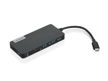 LENOVO USB-C 7-in-1 Hub, 2x USB3.0; 1x USB2.0 1x HDMI 4K, 1x SD/TF Card reader, 1xUSB-C Charging Port (GX90T77924)