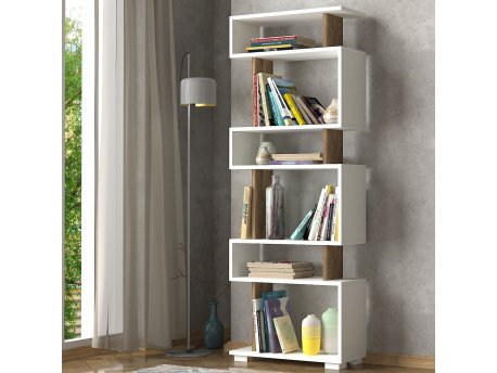 HANAH HOME Polica za knjige Blok White Walnut