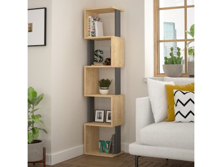 HANAH HOME Polica za knjige Piri Sonoma Oak Anthracite