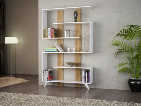 HANAH HOME Polica za knjige Rain White Walnut