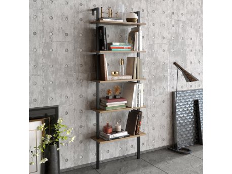 HANAH HOME Polica za knjige Piante Walnut Black