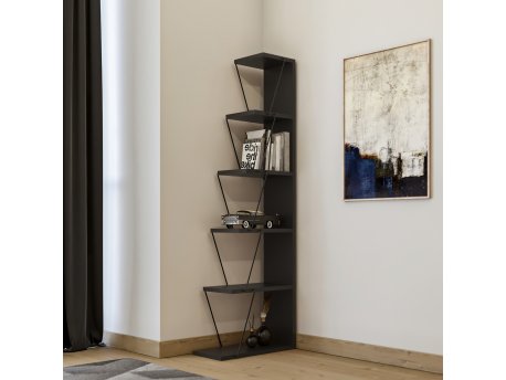 HANAH HOME Polica za knjige Tlos Anthracite