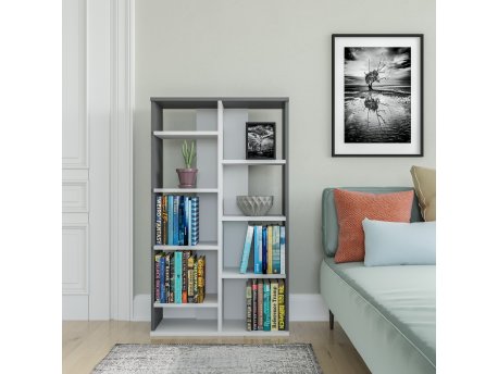 HANAH HOME Polica za knjige Keota White Anthracite