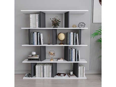 HANAH HOME Polica za knjige Jorin White Anthracite