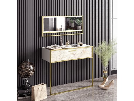HANAH HOME Komoda Polka Aynali White (sa ogledalom)