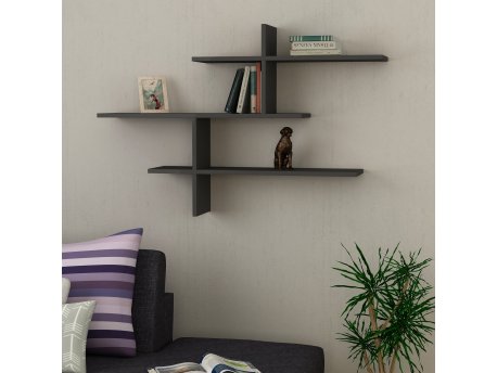 HANAH HOME Zidna polica Leo Anthracite