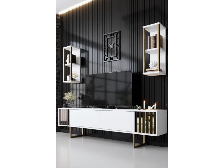 HANAH HOME TV polica Gold Line White Black (618BLY1146)