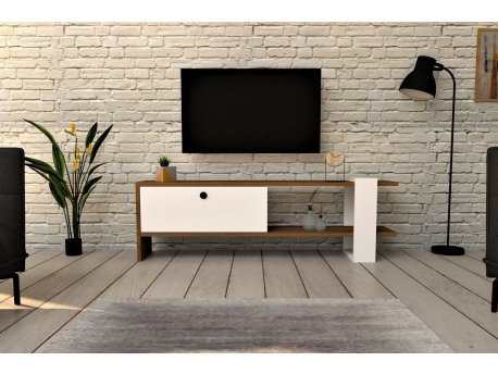 HANAH HOME TV polica Gaye Walnut White (835PUQ3025)