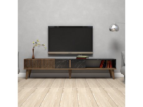 HANAH HOME TV polica Milan Walnut Black (845HCT3093)
