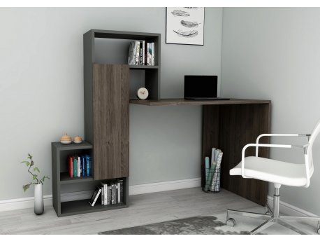 HANAH HOME Radni sto Irmak Walnut Anthracite