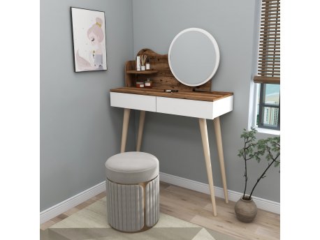 HANAH HOME Gutty Light Walnut White