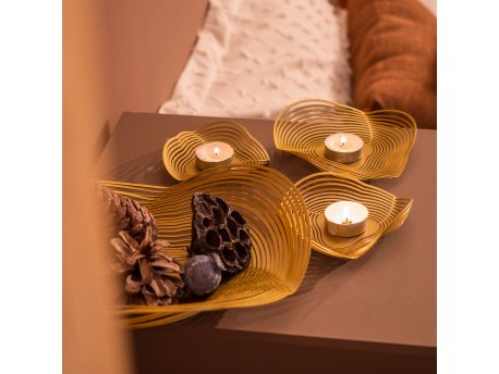 WALLXPERT Dekoracija Spiral Bowl and Tealight Set of 3 APT592 Gold