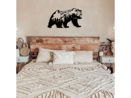 WALLXPERT Zidna dekoracija Landscape Bear Metal Wall Art APT626