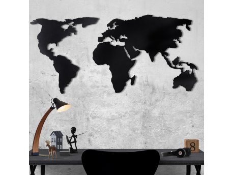 WALLXPERT Zidna dekoracija World Map Silhouette XL Black