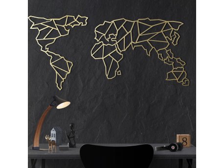 WALLXPERT Zidna dekoracija World Map Gold