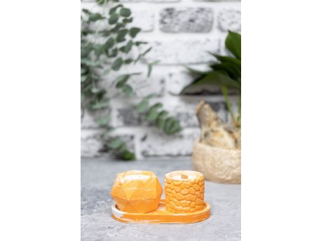 WALLXPERT Set sveća Orange Prism Bubble Set Tray WK Lavender