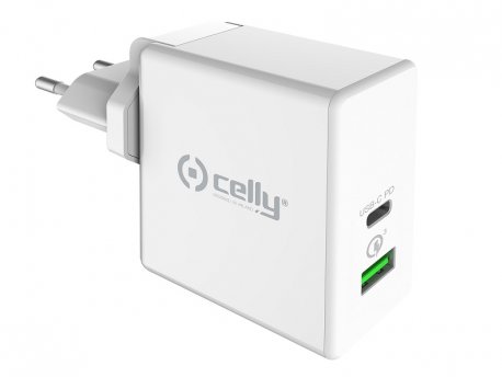 CELLY Kućni punjač ProPower 45W sa dva USB ulaza Beli (TCUSBC45WWH)