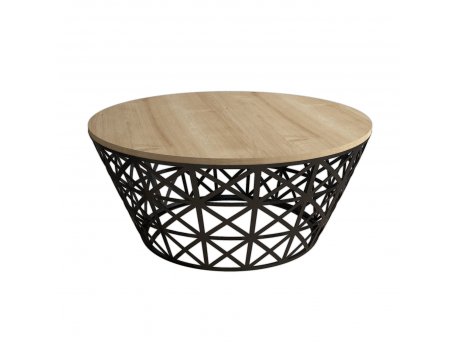 HANAH HOME Sto za dnevnu sobu Stil Metal Ferforje Oak