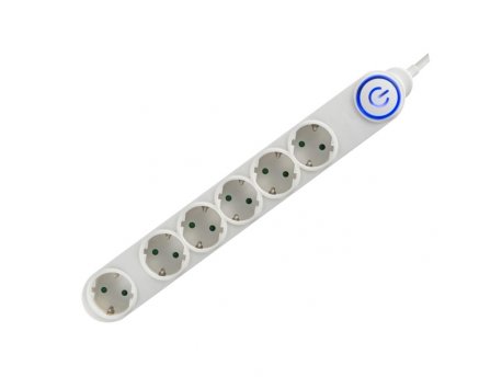 HOME Razvodnik sa 6 mesta 1.5m 1.0mm2 + nožni prekidač NV06TK/WH