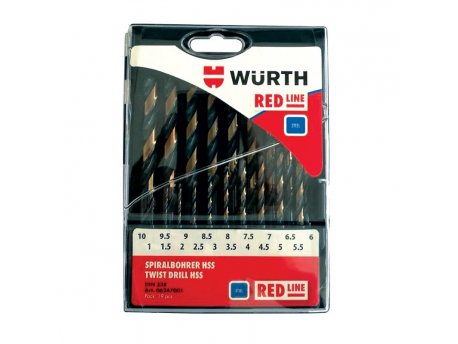 WURTH Set spiralnih RED LINE burgija HSS (1 - 10mm), 19kom