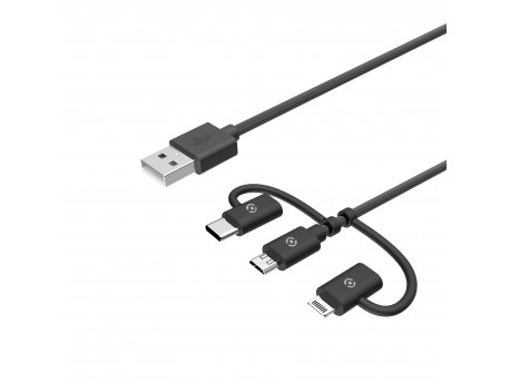 CELLY USB 3 u 1 kabl (USB3IN1BK)