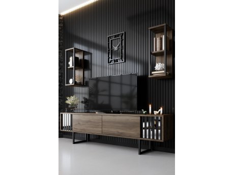 HANAH HOME TV polica Chrome Line Walnut Black (618BLY1144)