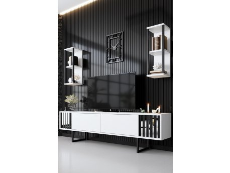 HANAH HOME TV polica Chrome Line White Black (618BLY1143)