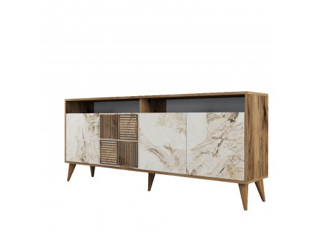 HANAH HOME Komoda Milan Walnut White Marble 1