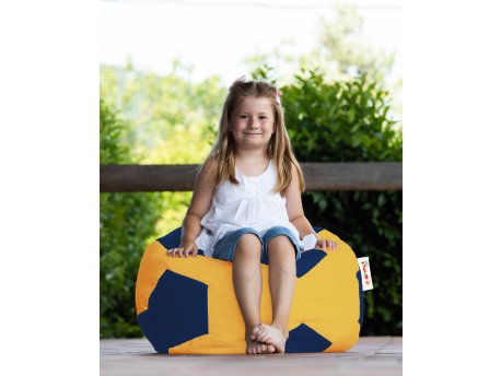 Atelier del Sofa Lazy bag Football Kids Pouf Yellow Dark Blue