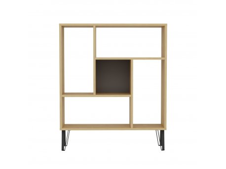 HANAH HOME Polica za knjige Arven Oak Anthracite