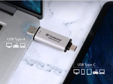 TRANSCEND Eksterni SSD 2TB, Tip-C / Tip-A, srebrni (TS2TESD310S)