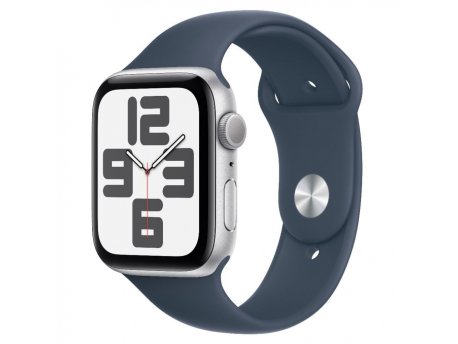 APPLE Watch SE2 v2 GPS 44mm Silver Alu Case w Storm Blue Sport Band - S/M (mrec3se/a )