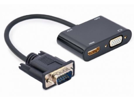 GEMBIRD A-VGA-HDMI-02 VGA to HDMI + VGA adapter cable, 0.15 m, black