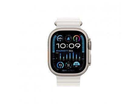 APPLE Watch Ultra2 Cellular, 49mm Titanium Case w White Ocean Band (mrej3se/a )