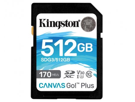 KINGSTON U3 V30 SDXC 512GB Canvas Go Plus 170R C10 UHS-I SDG3/512GB