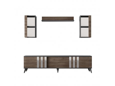 HANAH HOME TV polica Chrome Anthracite Walnut (618BLY1108)
