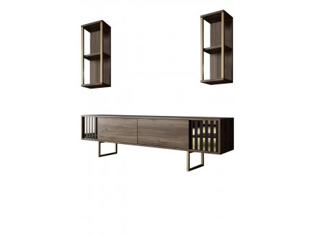 HANAH HOME TV polica Gold Line Walnut Black 1 (618BLY1147)