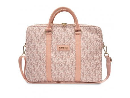 Guess Torba za laptop od 16'' GCUBE STRIPES PINK